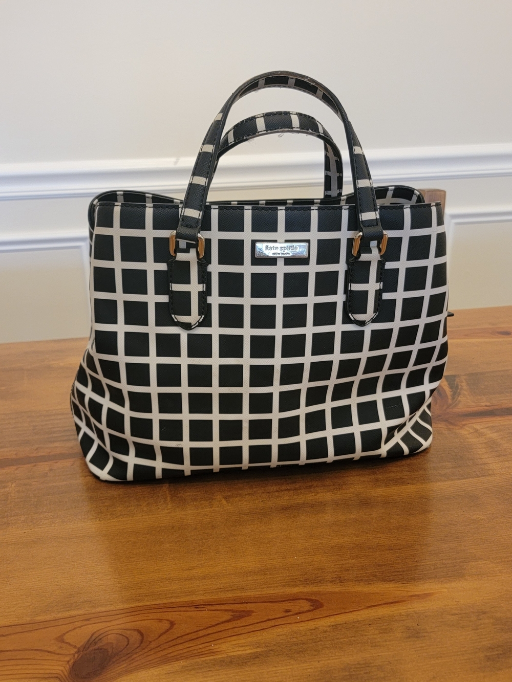 Kate Spade Black & White Grid Tote Bag